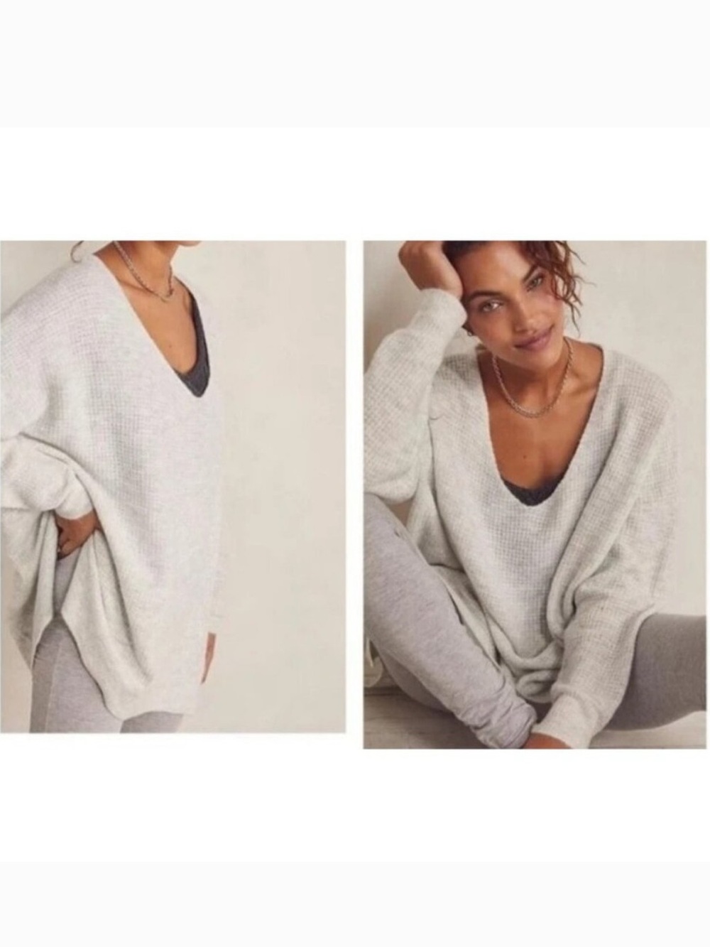 Intimately Free People C.O.Z.Y Pullover waffle knit sweater oversized